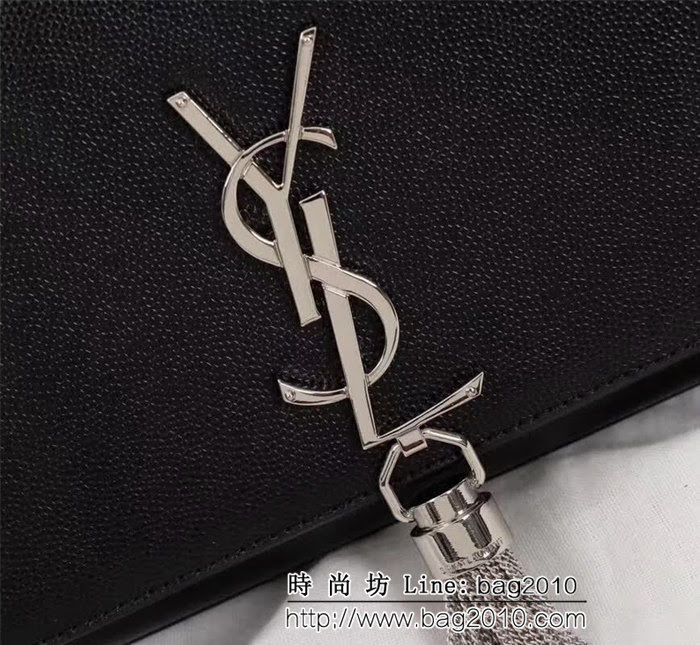 YSL聖羅蘭 原版魚子醬牛皮 翻蓋式 金色鏈條包 26702-1 YAS1345